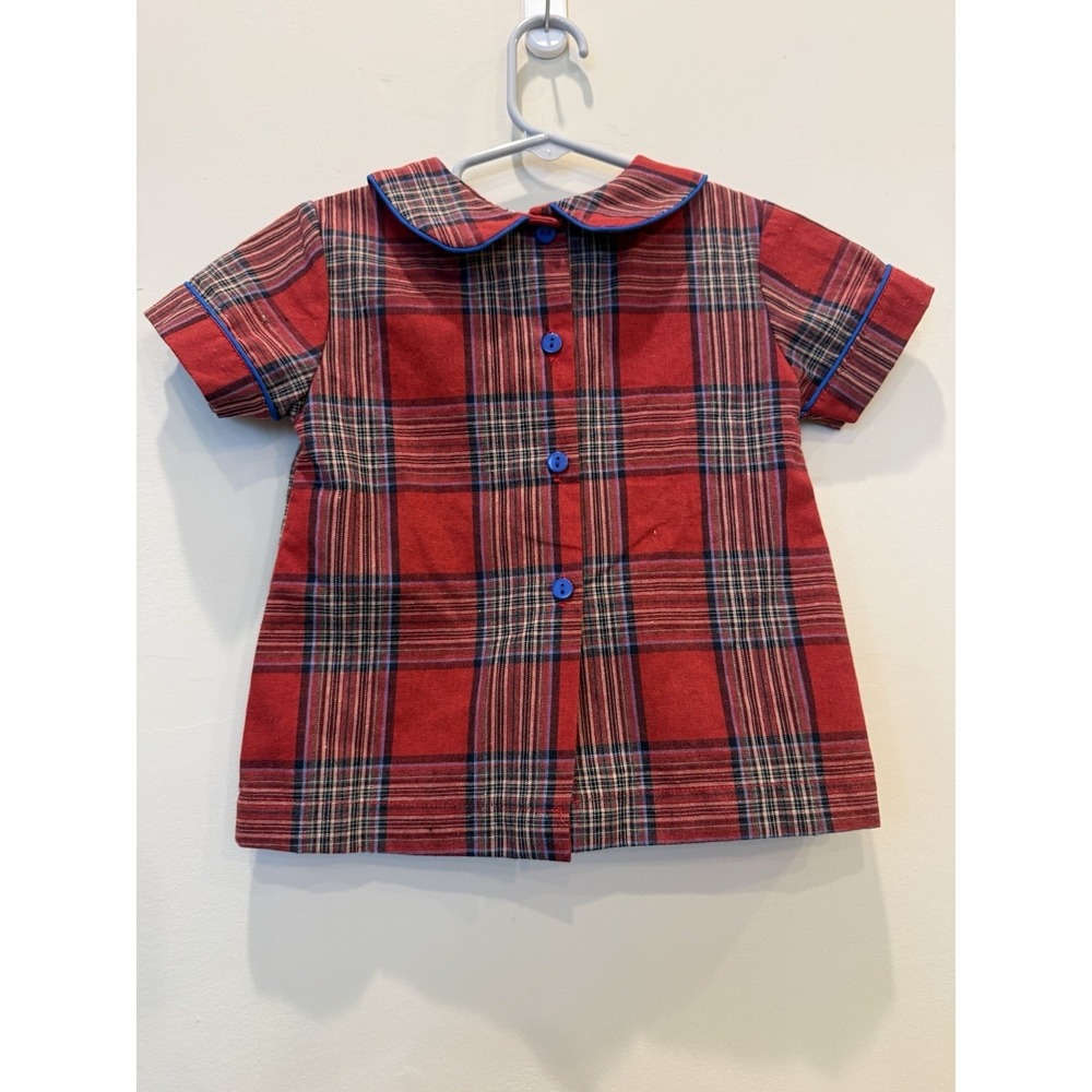 The Oaks Apparel Toddler Boy Red Blue Plaid Short Set Size 3T - Picture 6 of 9